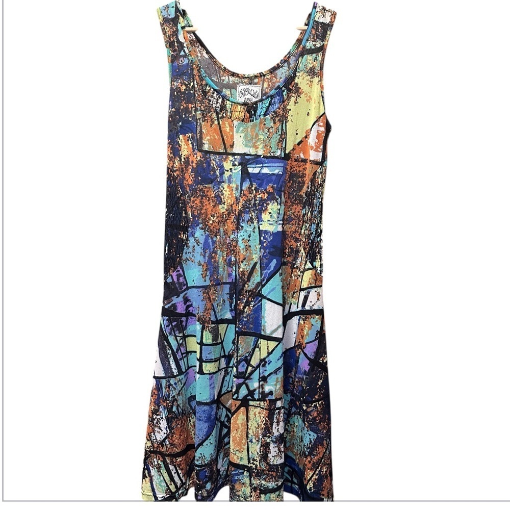 Anthropologie Aldo Martins Abstract Ruched Mesh Sleeveless Dress